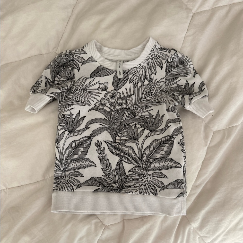 Floral Print Kids Shirt - Black and White
